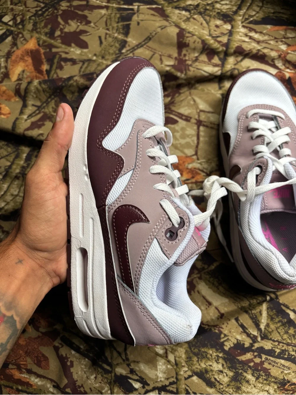Nike Women's Air Max 1 in Burgundy and Blush Pink